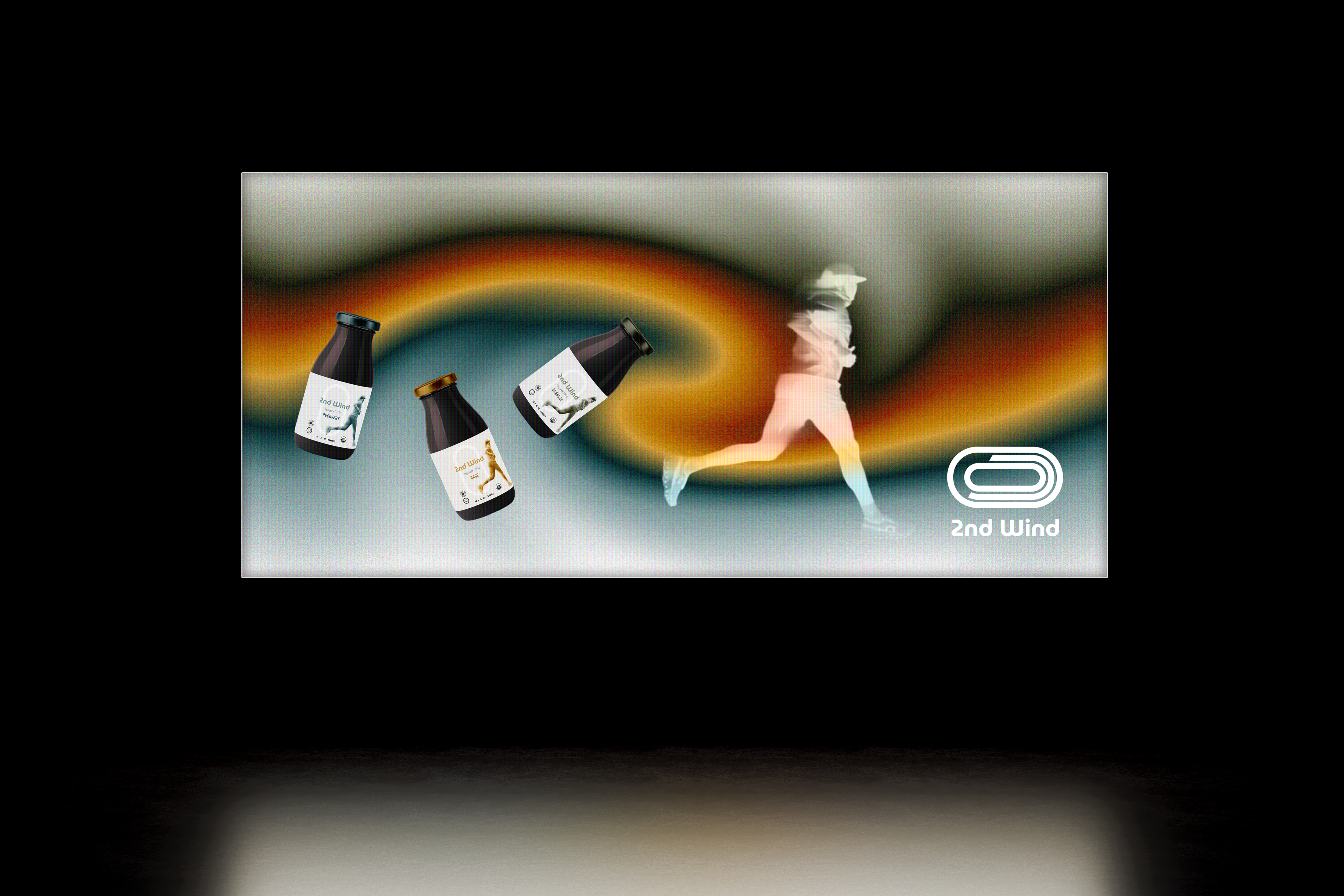 2nd Wind brand on a large-screen editorial mockup