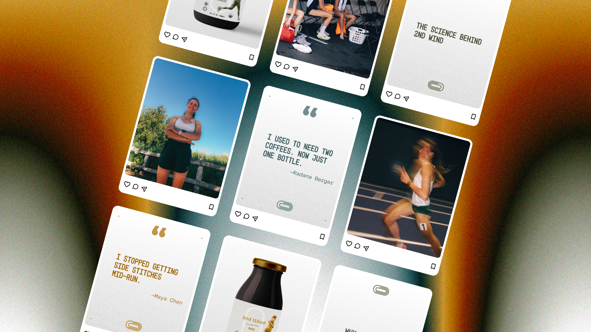 2nd Wind Instagram grid of quotes, photos, and product posts