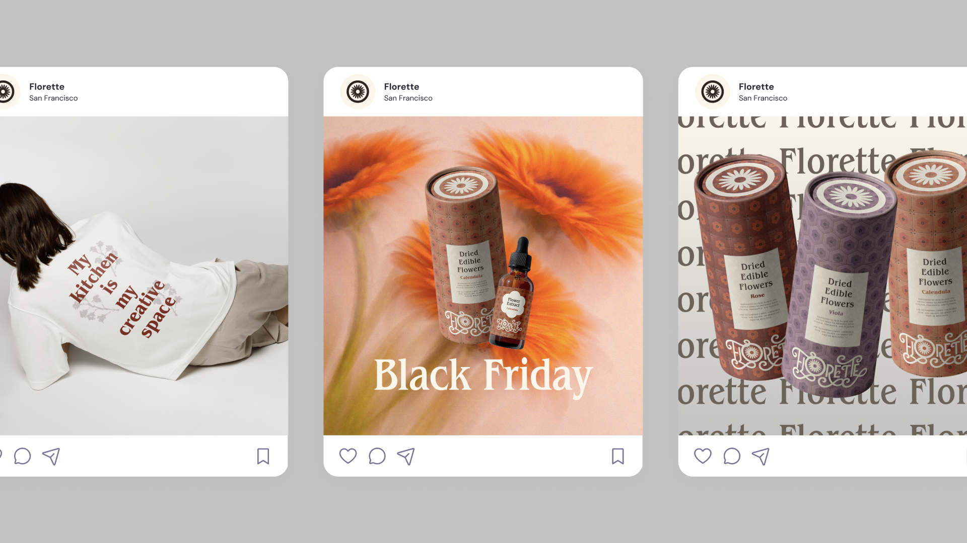 Florette social: Instagram grid of posts