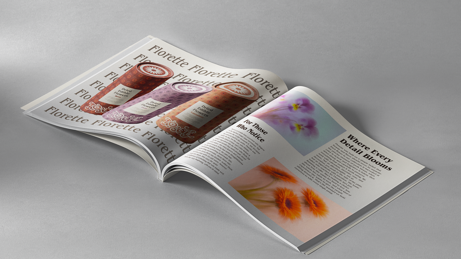 Florette editorial: magazine spread