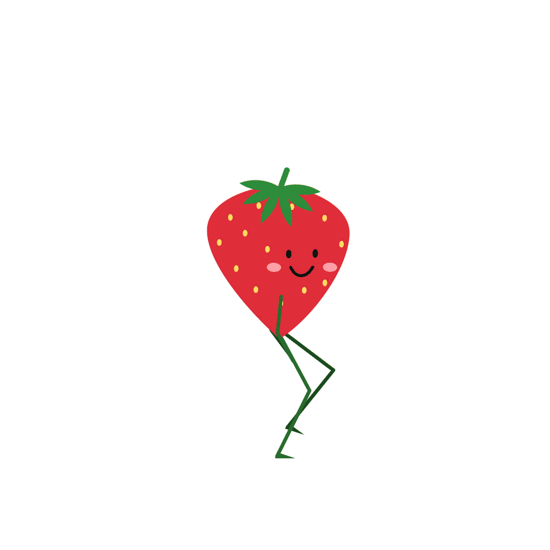 Strawberry character walking