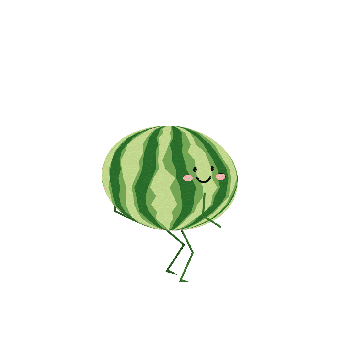 Watermelon character waddling